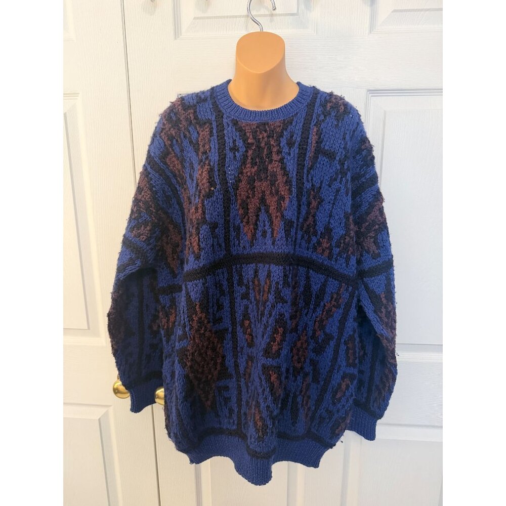 Vintage Lanas del Este Uruguay Mens Hand Knit Wool Sweater XXL